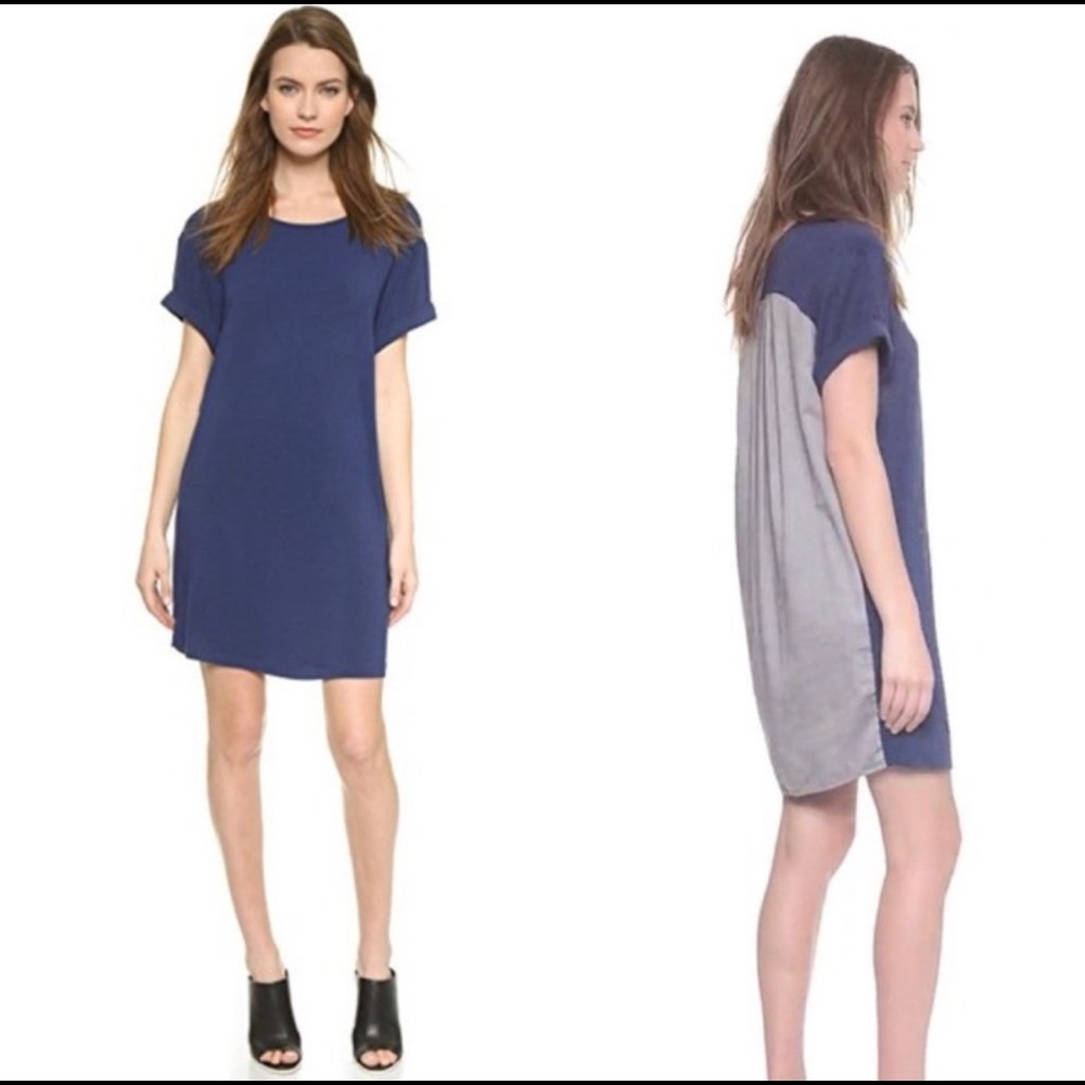 Vince blue cuffed sleeve t shirt dress